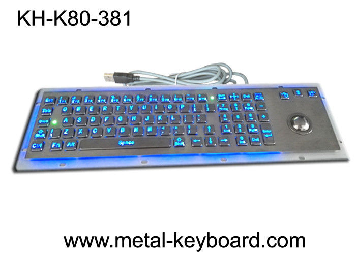 แป้นพิมพ์คอมพิวเตอร์ SS Metal อุตสาหกรรมที่มีแทร็กบอลมาตรฐาน USB หรือ PS2 Output