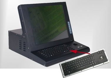 IP65 Anti - vandal Black Industrial Computer Keyboard with Stainless steel Trackball
