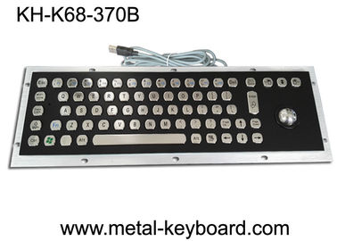 IP65 คีย์บอร์ดโลหะสีดำอุตสาหกรรมที่มี Trackball สแตนเลส